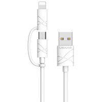 Дата кабель Usams US-SJ077 2in1 U-Gee USB to Micro USB + Lightning (1m) Белый (27493)