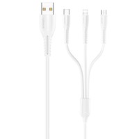 Дата кабель Usams US-SJ367 U35 3in1 USB to Combo 2A (1m) Білий (37673)