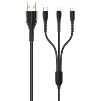 Дата кабель Usams US-SJ367 U35 3in1 USB to Combo 2A (1m) Черный (27503)