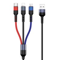 Дата кабель Usams US-SJ410 U26 3in1 USB to Combo 2A (0.35m) Чорний (14079)