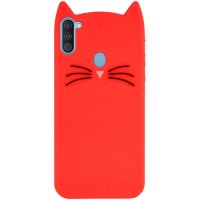 Силиконовая накладка 3D Cat для Samsung Galaxy A11 Красный (5817)