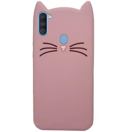 Силиконовая накладка 3D Cat для Samsung Galaxy A11 Рожевий (5816)