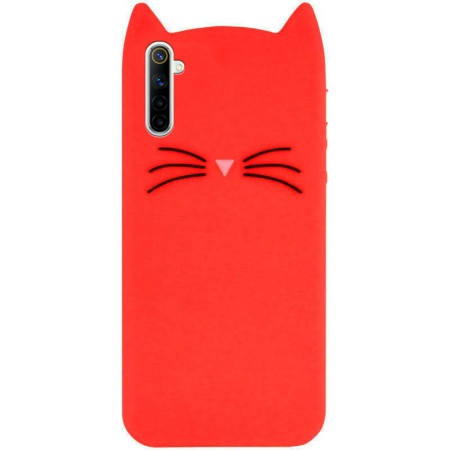 Силиконовая накладка 3D Cat для Realme 6 Pro Червоний (5822)