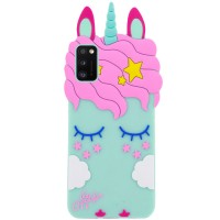 Силиконовая накладка 3D Little Unicorn для Samsung Galaxy A41 Бірюзовий (5883)