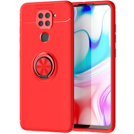 TPU чехол Deen ColorRing под магнитный держатель (opp) для Xiaomi Redmi Note 9 / Redmi 10X Красный (5890)