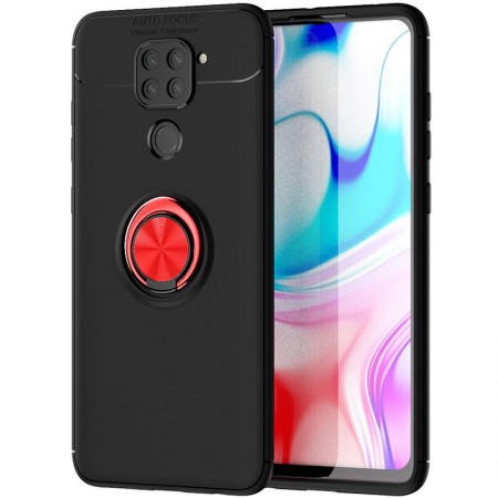 TPU чехол Deen ColorRing под магнитный держатель (opp) для Xiaomi Redmi Note 9 / Redmi 10X Черный (5888)