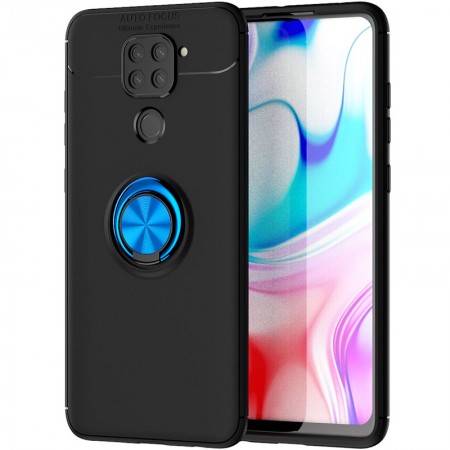 TPU чехол Deen ColorRing под магнитный держатель (opp) для Xiaomi Redmi Note 9 / Redmi 10X Черный (5887)