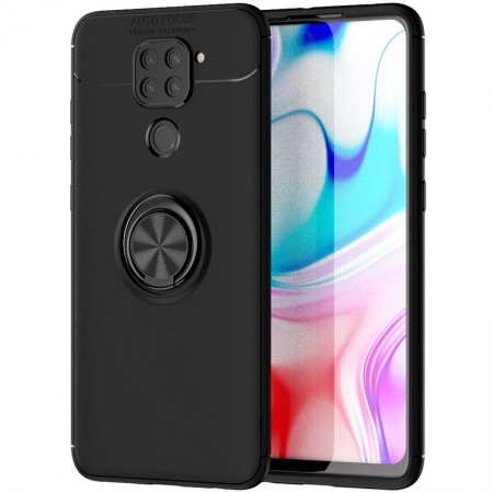 TPU чехол Deen ColorRing под магнитный держатель (opp) для Xiaomi Redmi Note 9 / Redmi 10X Чорний (5886)