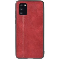 Кожаный чехол Line для Samsung Galaxy A41 Червоний (6062)