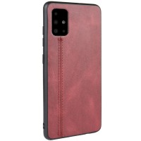 Кожаный чехол Line для Samsung Galaxy A51 Червоний (6067)