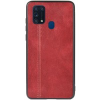 Кожаный чехол Line для Samsung Galaxy M31 Червоний (6069)