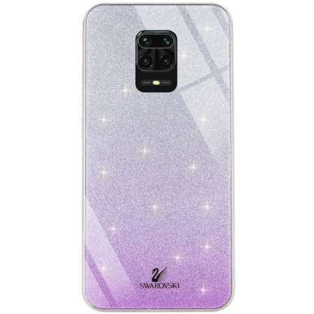 TPU+Glass чехол Swarovski для Xiaomi Redmi Note 9s / Note 9 Pro / Note 9 Pro Max Фіолетовий (20110)