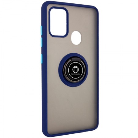 TPU+PC чехол Deen ColorEdgingRing for Magnet для Samsung Galaxy A21s Синий (6683)