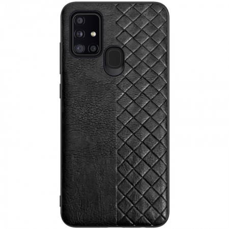 Кожаная накладка WeaveSide (PU) для Samsung Galaxy A21s Черный (6796)