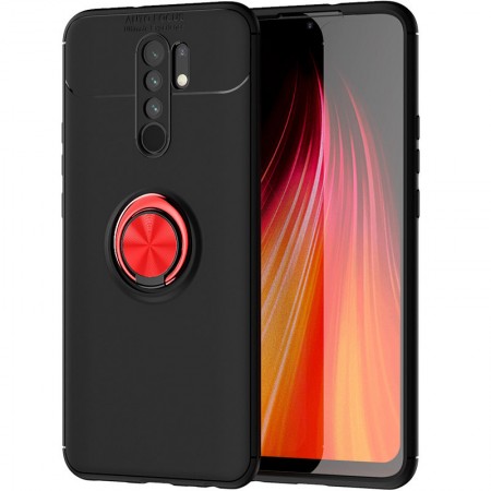 TPU чехол Deen ColorRing под магнитный держатель (opp) для Xiaomi Redmi 9 Черный (6829)