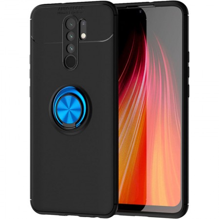 TPU чехол Deen ColorRing под магнитный держатель (opp) для Xiaomi Redmi 9 Черный (6826)