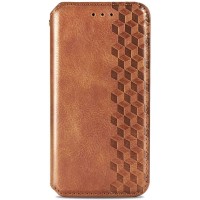 Кожаный чехол книжка GETMAN Cubic (PU) для Huawei Y6p Коричневый (16225)