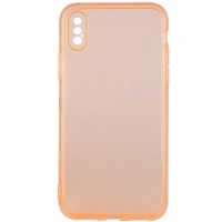Матовый полупрозрачный TPU чехол с защитой камеры для Apple iPhone X / XS (5.8'') Оранжевый (7498)