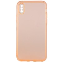 Матовый полупрозрачный TPU чехол с защитой камеры для Apple iPhone X / XS (5.8'') Помаранчевий (7498)