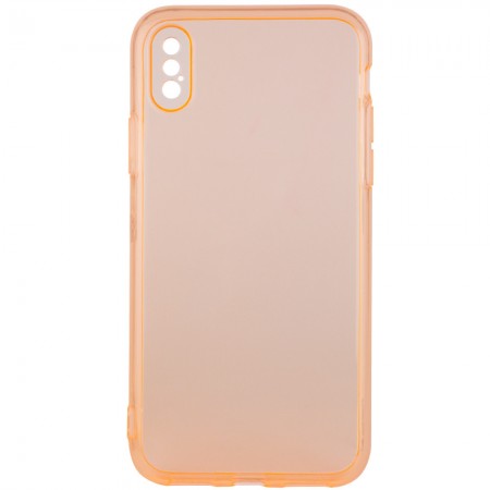 Матовый полупрозрачный TPU чехол с защитой камеры для Apple iPhone X / XS (5.8'') Оранжевый (7498)