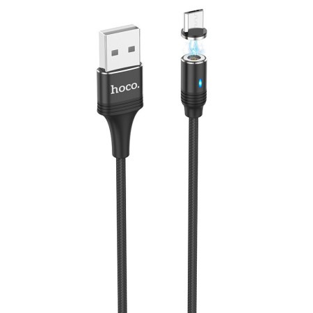 Дата кабель Hoco U76 ''Fresh magnetic'' MicroUSB (1.2m) Чорний (14204)