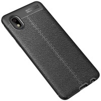 TPU чехол фактурный (с имитацией кожи) для Samsung Galaxy M01 Core / A01 Core Черный (8152)