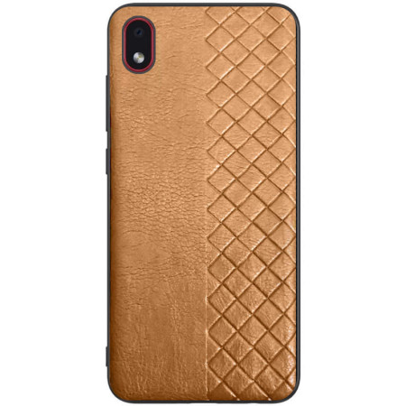 Кожаная накладка WeaveSide (PU) для Samsung Galaxy M01 Core / A01 Core Коричневый (8526)