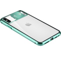 Чехол Camshield 360 Metall+Glass со шторкой для камеры для Apple iPhone X / XS (5.8'') Зелёный (8543)