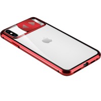 Чехол Camshield 360 Metall+Glass со шторкой для камеры для Apple iPhone X / XS (5.8'') Красный (8544)