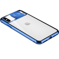 Чехол Camshield 360 Metall+Glass со шторкой для камеры для Apple iPhone X / XS (5.8'') Синий (8546)