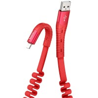 Дата кабель Hoco U78 ''Cotton treasure elastic'' lightning (1.2М) Красный (30042)