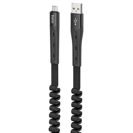 Дата кабель Hoco U78 ''Cotton treasure elastic'' MicroUSB (1.2М) Чорний (14290)