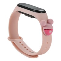 Силиконовый ремешок Cartoon Face для Xiaomi Mi Band 3/4 Розовый (14331)