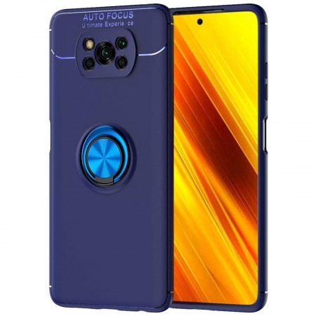 TPU чехол Deen ColorRing под магнитный держатель (opp) для Xiaomi Poco X3 NFC / Poco X3 Pro Синий (12644)