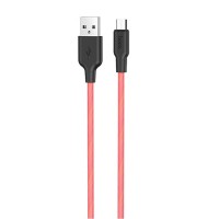 Дата кабель Hoco X21 Plus Fluorescent Silicone MicroUSB Cable (1m) Красный (14358)