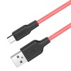 Дата кабель Hoco X21 Plus Fluorescent Silicone MicroUSB Cable (1m) Червоний (14358)