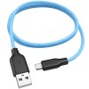 Дата кабель Hoco X21 Plus Fluorescent Silicone MicroUSB Cable (1m) Голубой (14357)