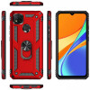 Ударопрочный чехол Serge Ring магнитный держатель для Xiaomi Redmi 9C Червоний (9471)