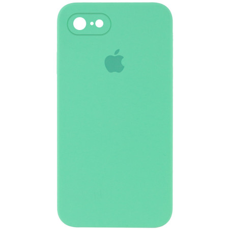 Чехол Silicone Case Square Full Camera Protective (AA) для Apple iPhone 7 / 8 / SE (2020) (4.7'') Зелений (9667)