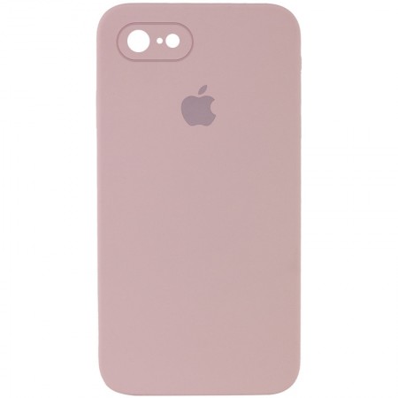 Чехол Silicone Case Square Full Camera Protective (AA) для Apple iPhone 7 / 8 / SE (2020) (4.7'') Рожевий (9655)