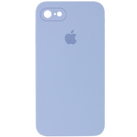 Чехол Silicone Case Square Full Camera Protective (AA) для Apple iPhone 7 / 8 / SE (2020) (4.7'') Блакитний (9671)