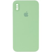 Чехол Silicone Case Square Full Camera Protective (AA) для Apple iPhone XS (5.8'') М'ятний (9707)