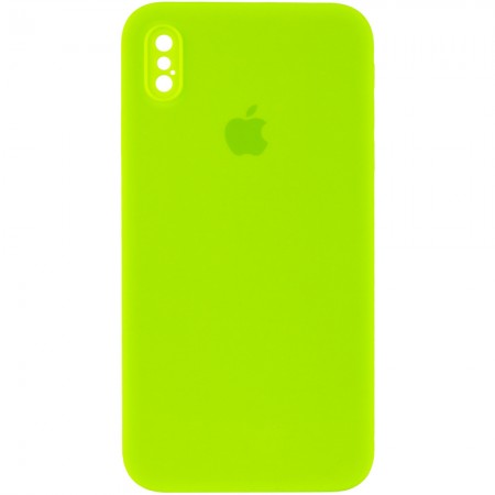 Чехол Silicone Case Square Full Camera Protective (AA) для Apple iPhone XS (5.8'') Салатовий (9710)