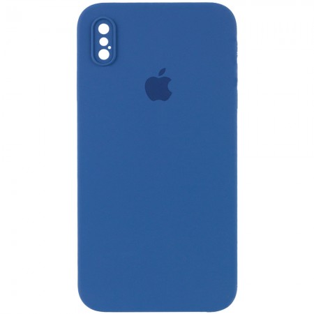 Чехол Silicone Case Square Full Camera Protective (AA) для Apple iPhone XS (5.8'') Синій (9711)