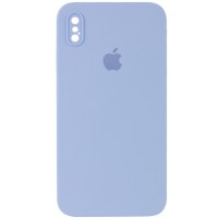 Чехол Silicone Case Square Full Camera Protective (AA) для Apple iPhone XS (5.8'') Блакитний (9721)
