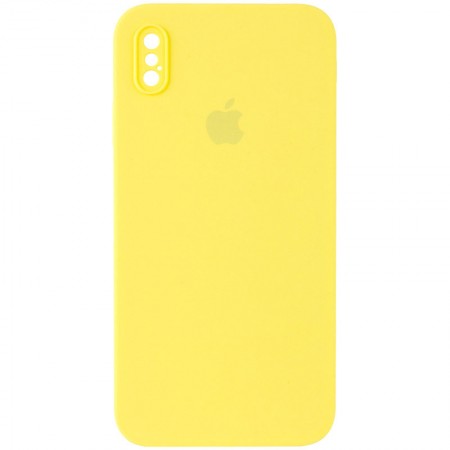 Чохол Silicone Case Square Full Camera Protective (AA) для Apple iPhone XS / X (5.8'') Жовтий (39379)