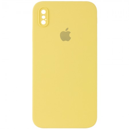 Чехол Silicone Case Square Full Camera Protective (AA) для Apple iPhone XS Max (6.5'') Жовтий (9754)