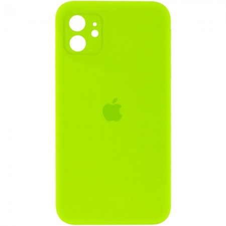 Чехол Silicone Case Square Full Camera Protective (AA) для Apple iPhone 11 (6.1'') Салатовий (9777)