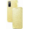 Кожаный чехол книжка GETMAN Mandala (PU) для Samsung Galaxy S20 FE Желтый (10418)