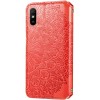 Кожаный чехол книжка GETMAN Mandala (PU) для Xiaomi Redmi 9A Красный (10447)